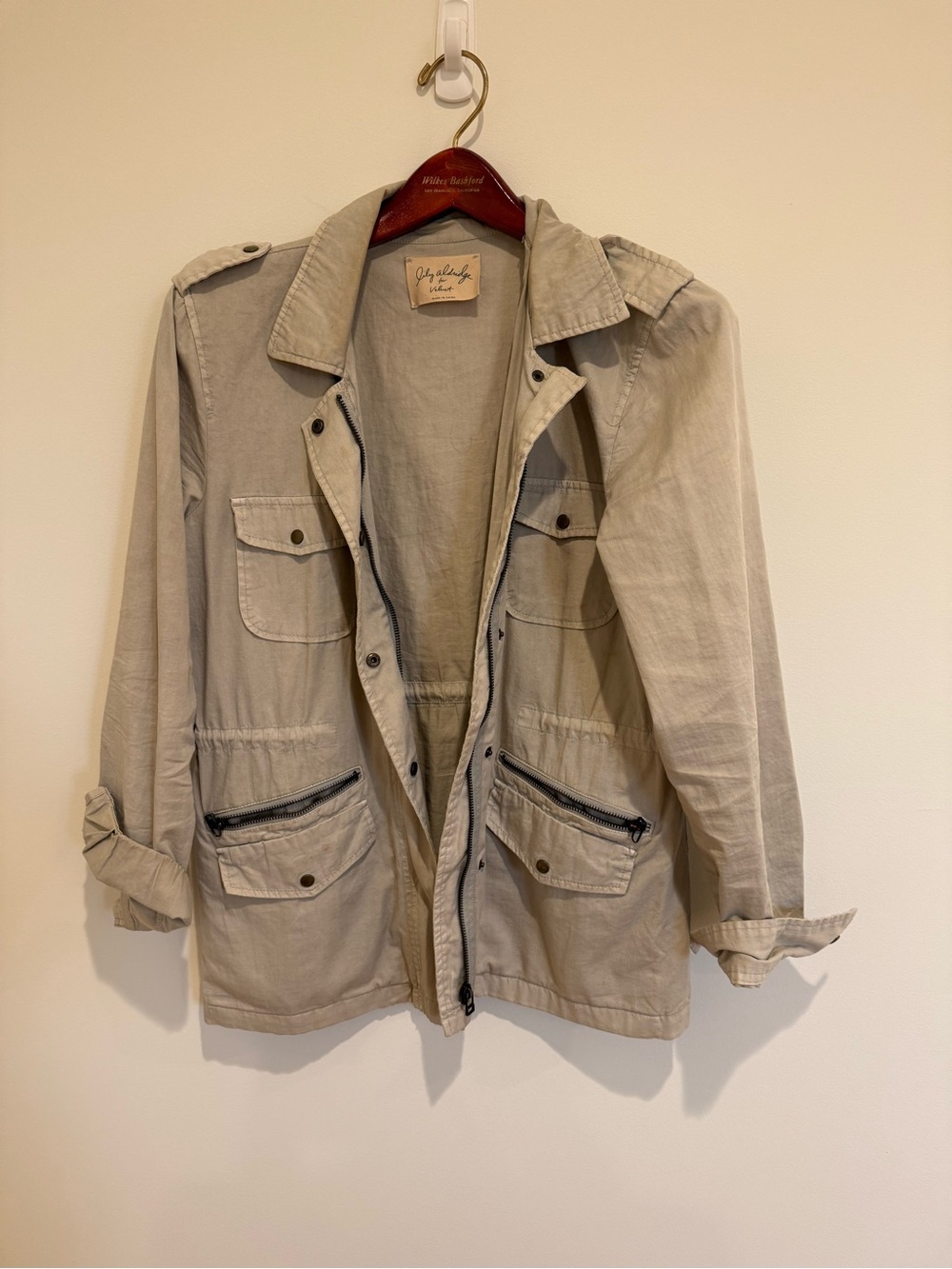 Lily Aldridge for Velvet Beige Utility Safari Jacket Military Cargo Jacket XS